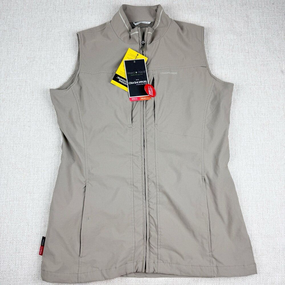 Craghoppers Womens Medium 8 Nosilife Insect Shield Vest Gillet Mushroom NWT